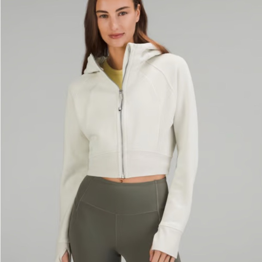 Lululemon Athletica White Cropped Bomber Jacket